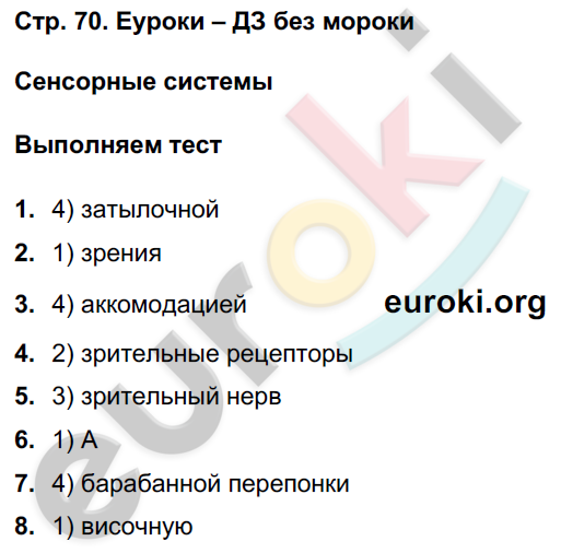 Тетрадь-тренажёр по биологии 8 класс. ФГОС Сухорукова, Кучменко, Дмитриева Страница 70