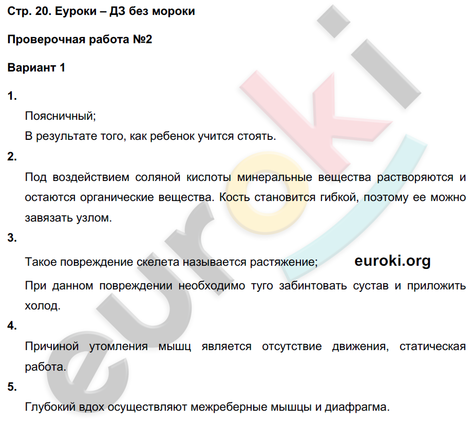 Тетрадь-экзаменатор по биологии 8 класс Сухорукова, Кучменко, Ефремова Страница 20