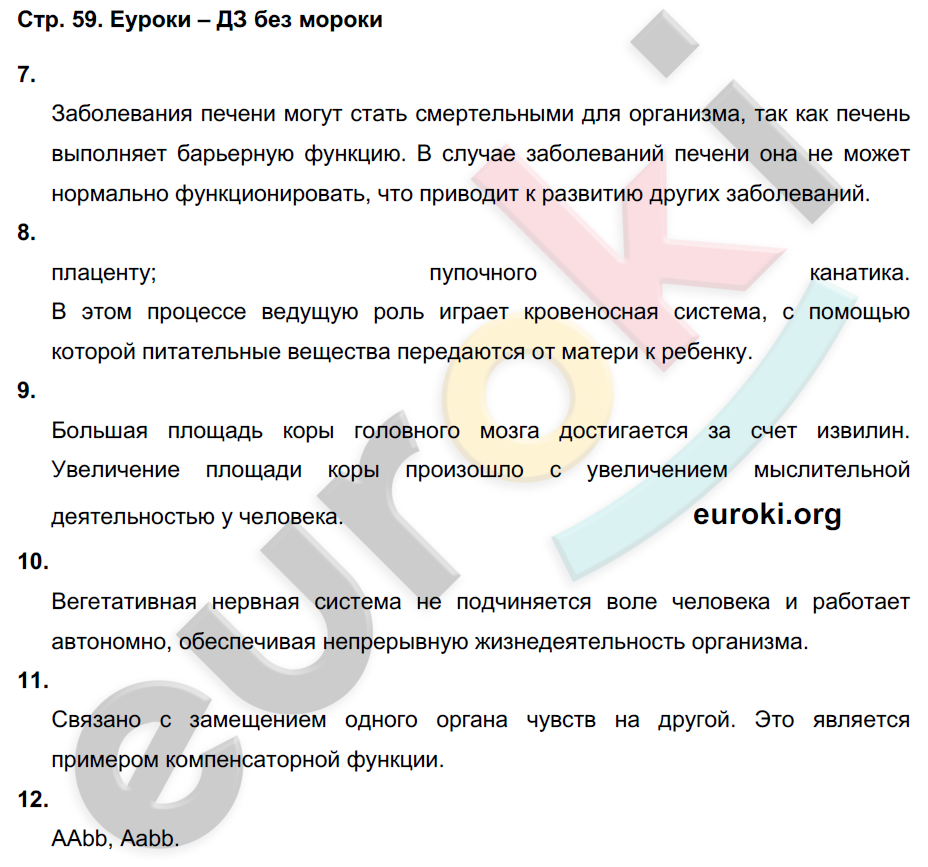 Тетрадь-экзаменатор по биологии 8 класс Сухорукова, Кучменко, Ефремова Страница 59