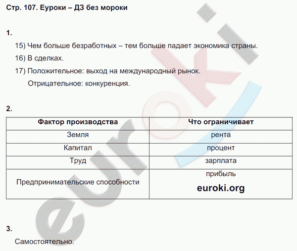 Рабочая тетрадь по обществознанию 8 класс. ФГОС Котова, Лискова Страница 107