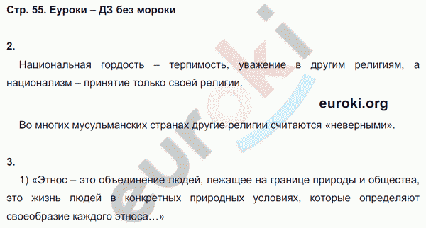 Рабочая тетрадь по обществознанию 8 класс. ФГОС Котова, Лискова Страница 55