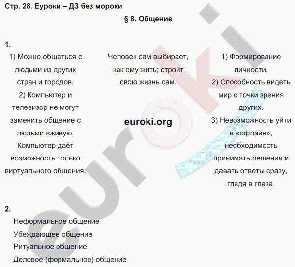 Рабочая тетрадь по обществознанию 8 класс. ФГОС Хромова. К учебнику Кравченко Страница 28