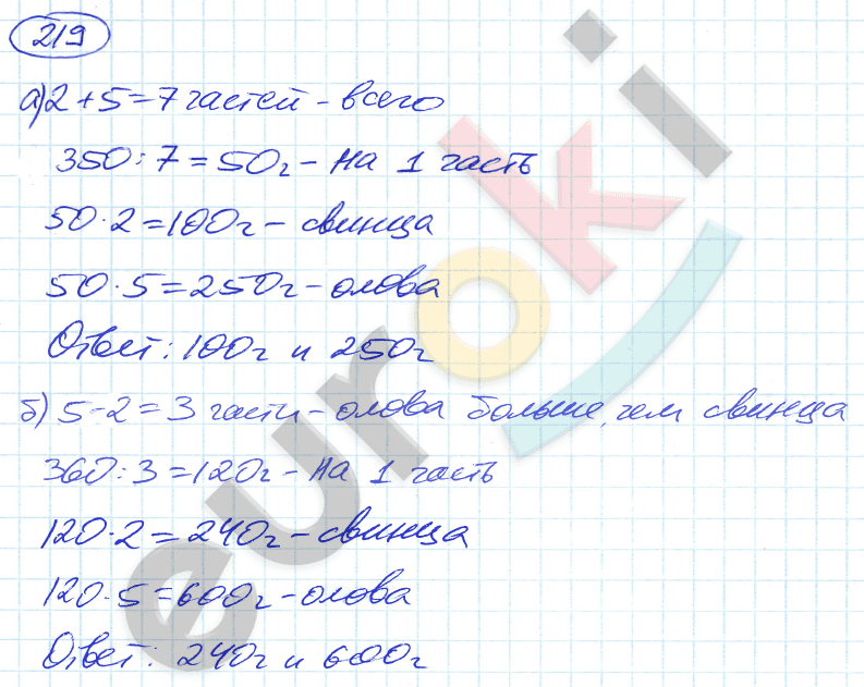 Математика 5 класс. ФГОС Никольский Задание 219