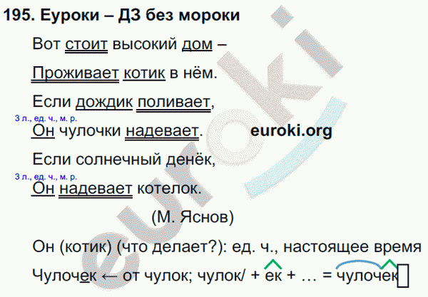 Русский язык 3 класс. Часть 1, 2, 3 Каленчук, Чуракова Задание 195