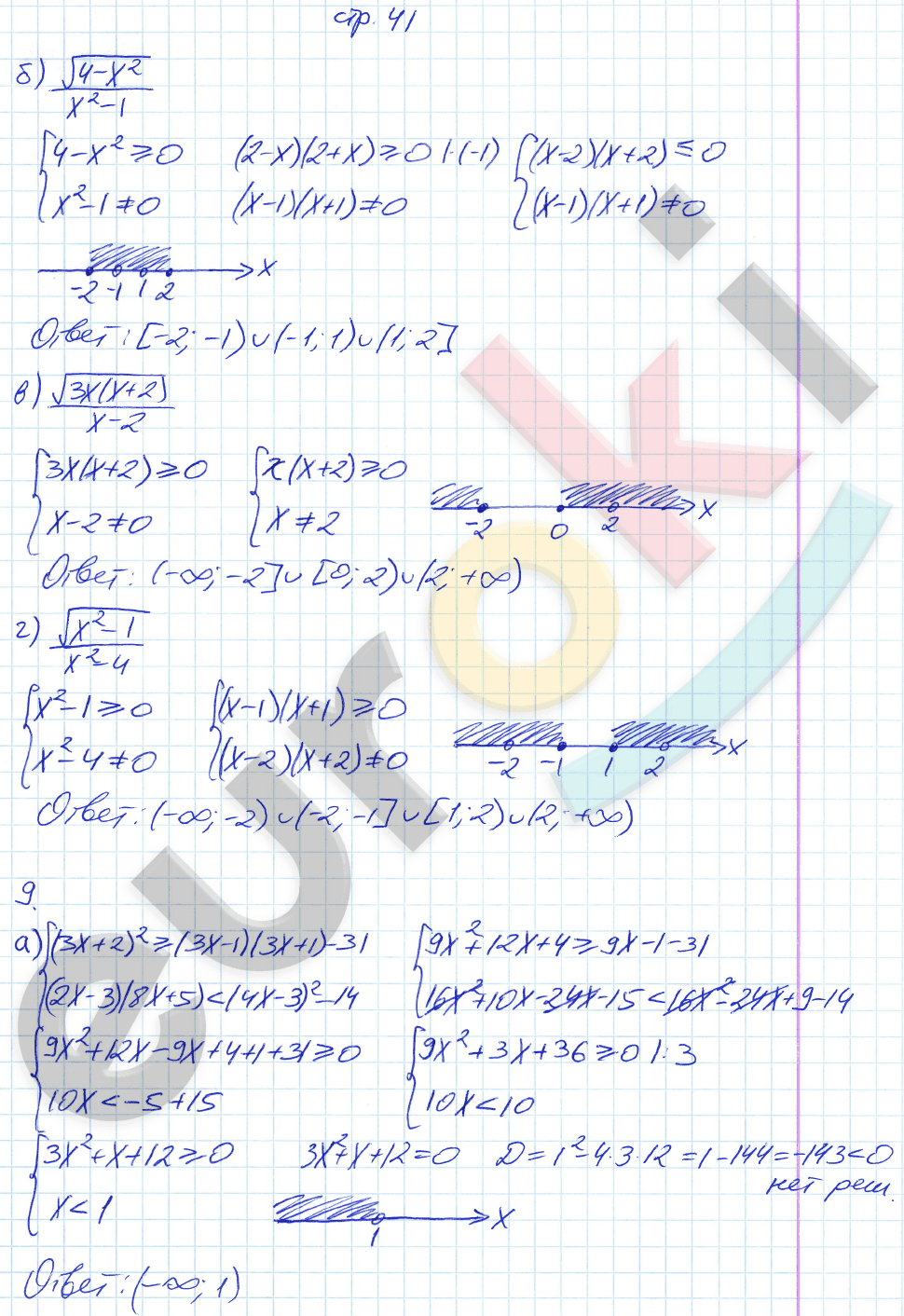 Рабочая тетрадь по алгебре 9 класс. ФГОС Ключникова, Комиссарова. К учебнику Мордкович Страница 41