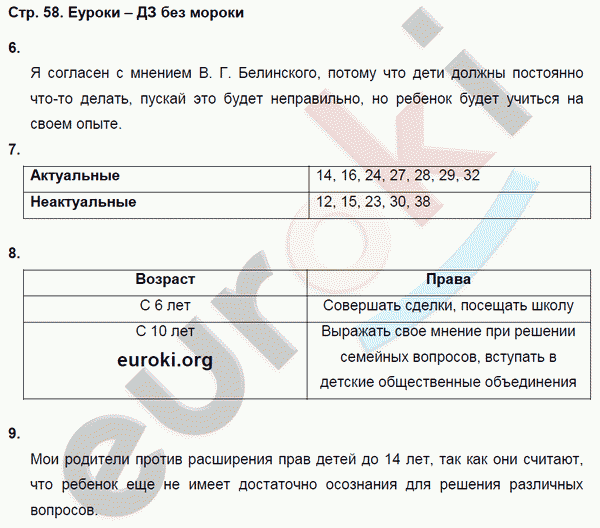 Рабочая тетрадь по обществознанию 8 класс Соболева, Воронцов Страница 58