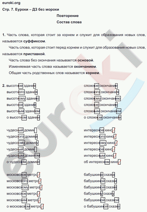 Рабочая тетрадь по русскому языку 4 класс. Учусь писать без ошибок. ФГОС Кузнецова Страница 7