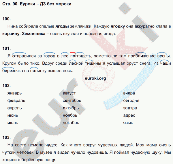 Рабочая тетрадь по русскому языку 2 класс. Учусь писать без ошибок Кузнецова Страница 90