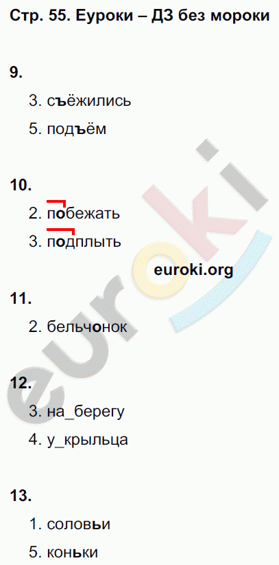 Тетрадь для контрольных работ по русскому языку 2 класс Романова, Петленко Страница 55