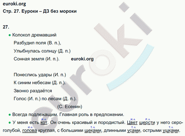 Рабочая тетрадь по русскому языку 4 класс. Часть 1, 2 Рамзаева Страница 27