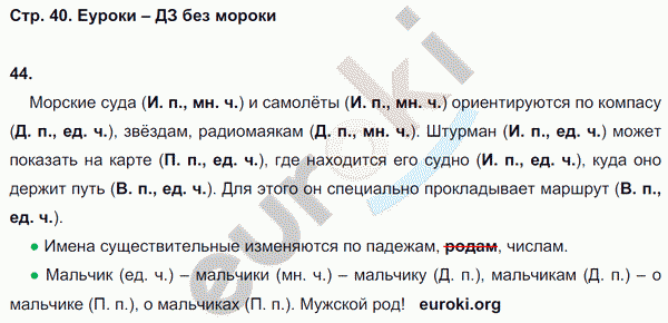 Рабочая тетрадь по русскому языку 4 класс. Часть 1, 2 Рамзаева Страница 40