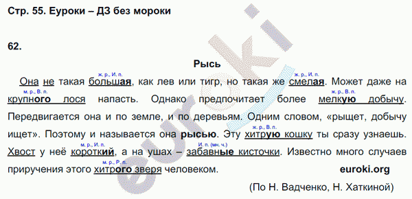 Рабочая тетрадь по русскому языку 4 класс. Часть 1, 2 Рамзаева Страница 55