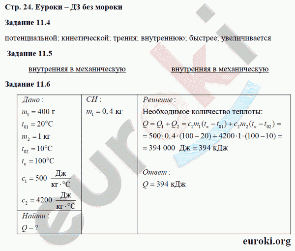 Рабочая тетрадь по физике 8 класс. ФГОС Ханнанова Страница 24