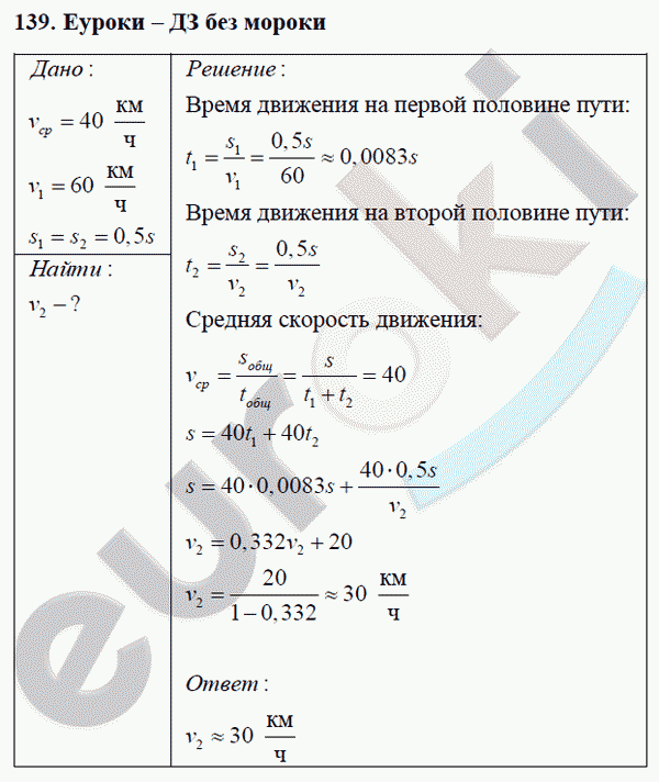Физика 7 класс Перышкин (сборник задач) Задание 139
