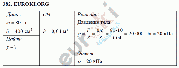 Физика 7 класс Перышкин (сборник задач) Задание 382
