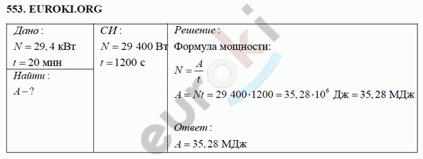 Физика 7 класс Перышкин (сборник задач) Задание 553