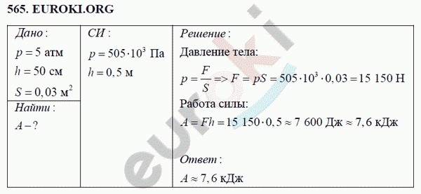 Физика 7 класс Перышкин (сборник задач) Задание 565