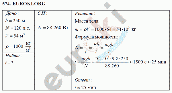Физика 7 класс Перышкин (сборник задач) Задание 574