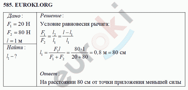 Физика 7 класс Перышкин (сборник задач) Задание 585