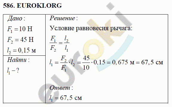 Физика 7 класс Перышкин (сборник задач) Задание 586