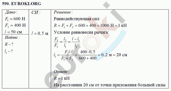 Физика 7 класс Перышкин (сборник задач) Задание 590
