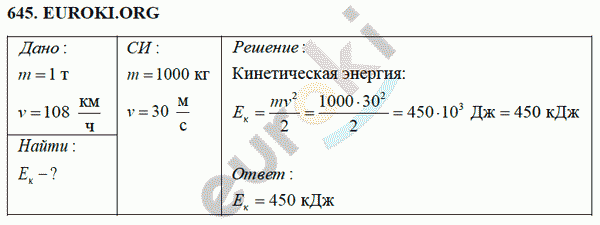 Физика 7 класс Перышкин (сборник задач) Задание 645