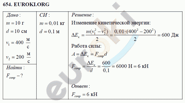 Физика 7 класс Перышкин (сборник задач) Задание 654