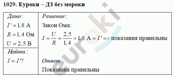 Физика 8 класс Перышкин (сборник задач) Задание 1029