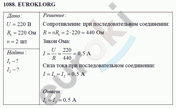 Физика 8 класс Перышкин (сборник задач) Задание 1088