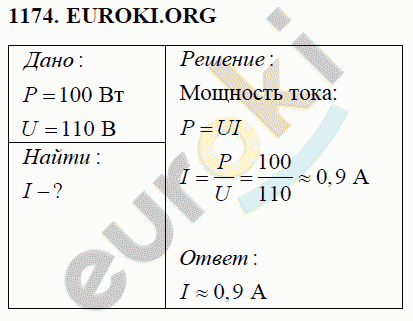 Физика 8 класс Перышкин (сборник задач) Задание 1174