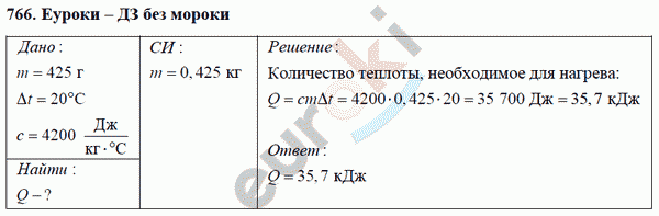 Физика 8 класс Перышкин (сборник задач) Задание 766