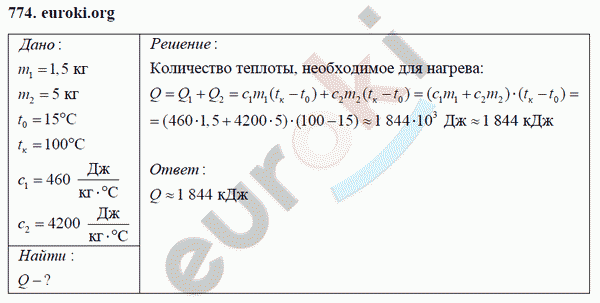 Физика 8 класс Перышкин (сборник задач) Задание 774