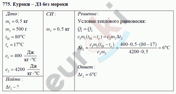 Физика 8 класс Перышкин (сборник задач) Задание 775