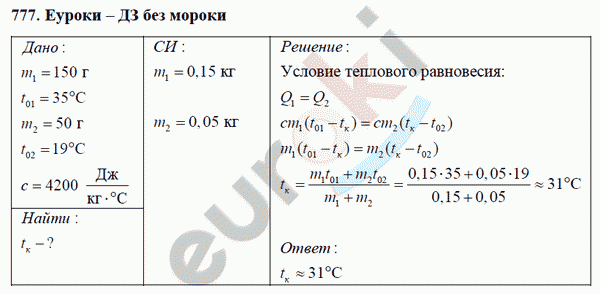 Физика 8 класс Перышкин (сборник задач) Задание 777