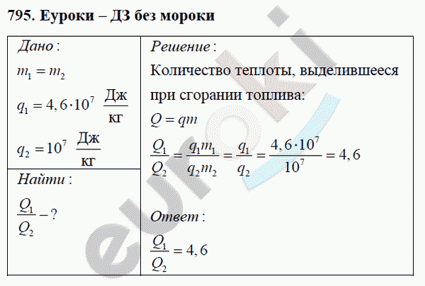 Физика 8 класс Перышкин (сборник задач) Задание 795