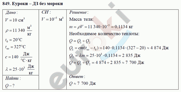 Физика 8 класс Перышкин (сборник задач) Задание 849