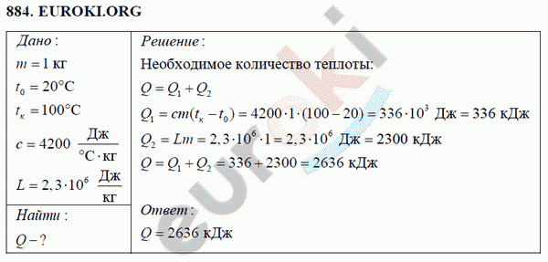 Физика 8 класс Перышкин (сборник задач) Задание 884