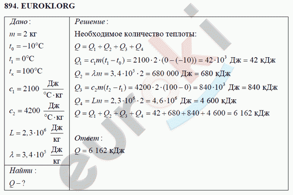 Физика 8 класс Перышкин (сборник задач) Задание 894