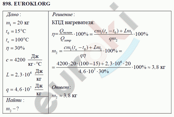 Физика 8 класс Перышкин (сборник задач) Задание 898