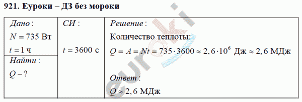 Физика 8 класс Перышкин (сборник задач) Задание 921