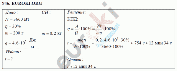 Физика 8 класс Перышкин (сборник задач) Задание 946