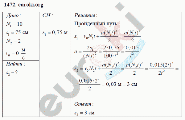 Физика 9 класс Перышкин (сборник задач) Задание 1472