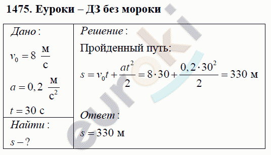 Физика 9 класс Перышкин (сборник задач) Задание 1475