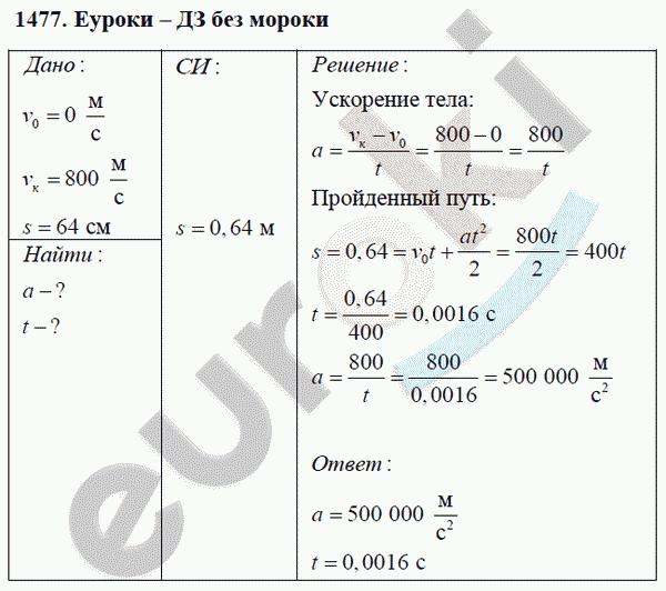 Физика 9 класс Перышкин (сборник задач) Задание 1477