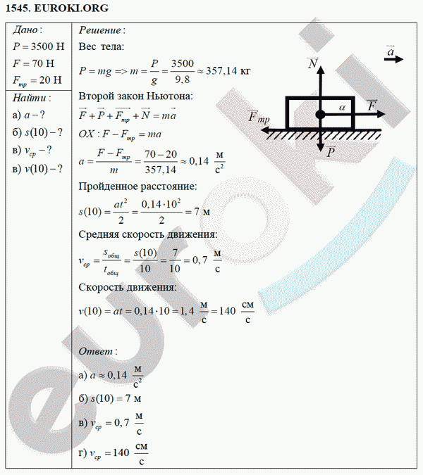 Физика 9 класс Перышкин (сборник задач) Задание 1545