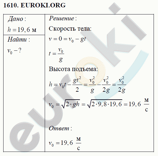 Физика 9 класс Перышкин (сборник задач) Задание 1610