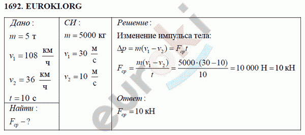 Физика 9 класс Перышкин (сборник задач) Задание 1692