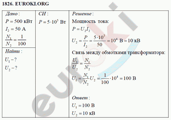 Физика 9 класс Перышкин (сборник задач) Задание 1826