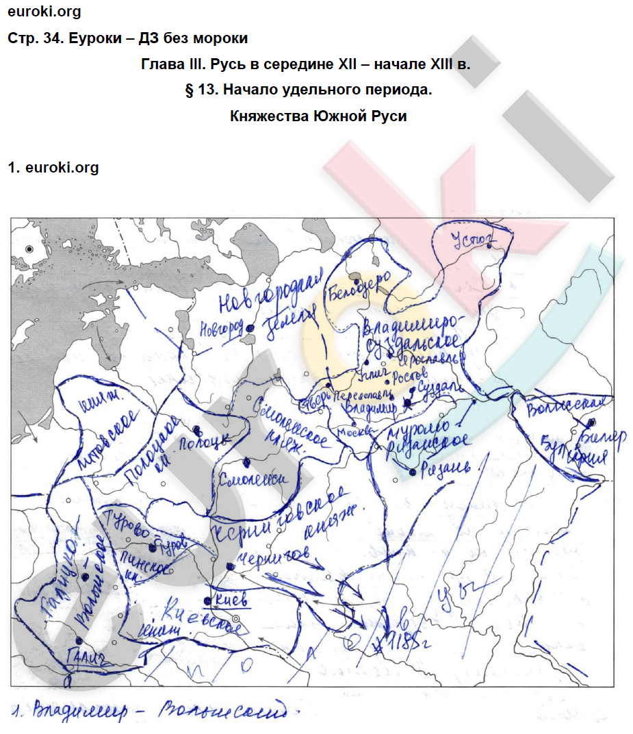 Рабочая тетрадь по истории России 6 класс. ИКС Клоков, Симонова Страница 34