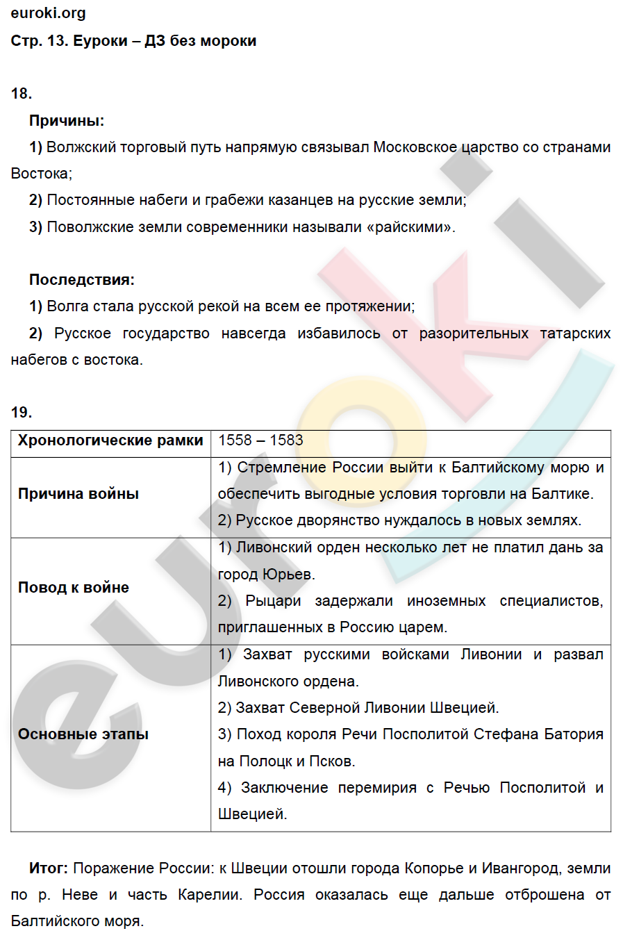 Рабочая тетрадь по истории России 7 класс. ИКС Кочегаров. К учебнику Пчелова, Лукина Страница 13